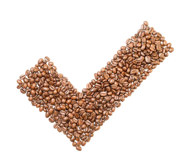 Yes tick sign made of coffee beans — Stock Photo, Image