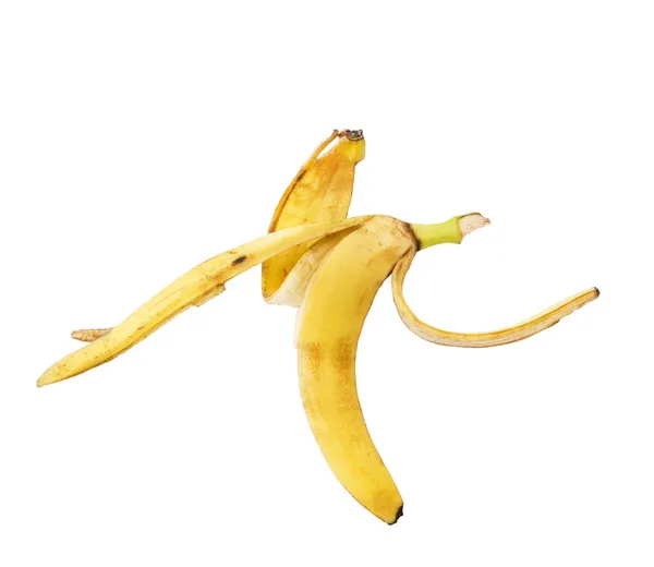 Blotched banana peel over white background — Stock Photo, Image