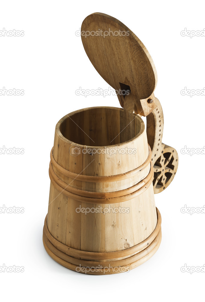 Authentic wooden rustic beer mug tankard