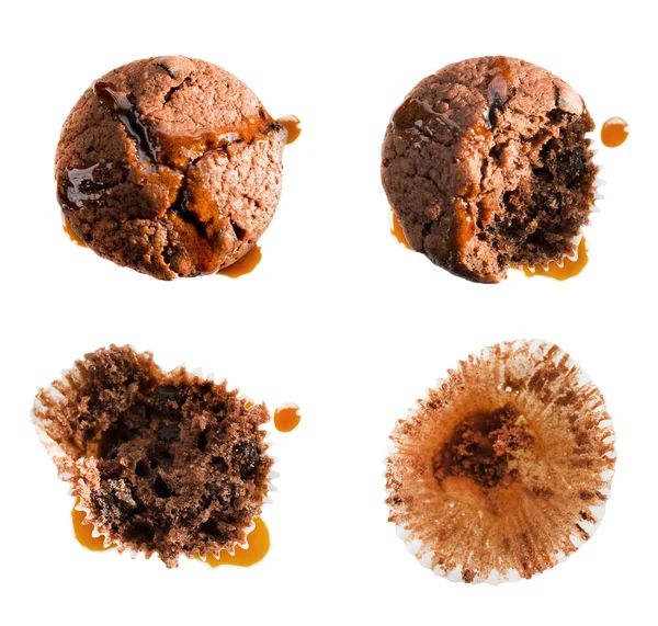 Äta sirap omfattas muffin i fyra steg — Stockfoto