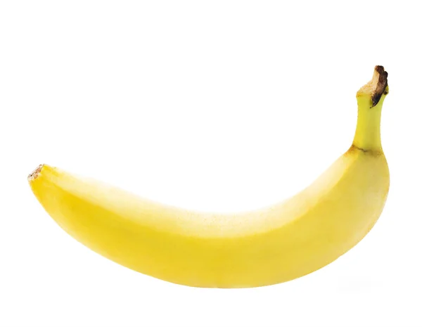 Single yellow spotless banana over white — Stock Photo, Image