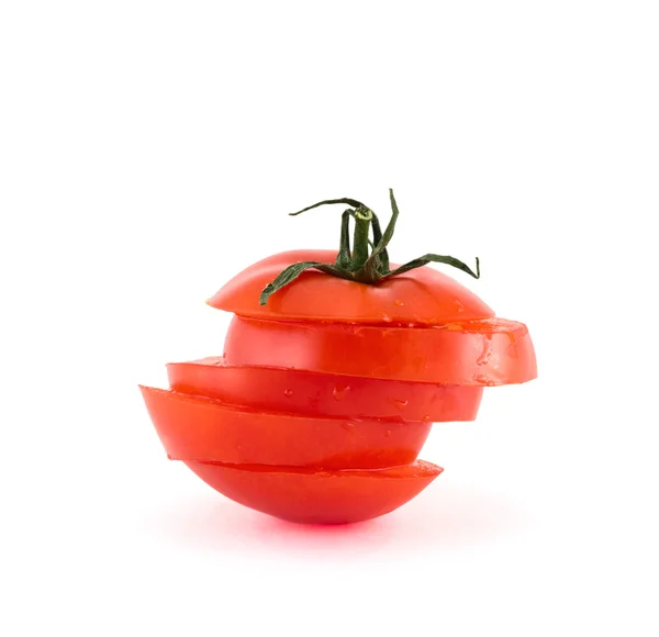 Rote Tomate in fünf Segmente geschnitten — Stockfoto