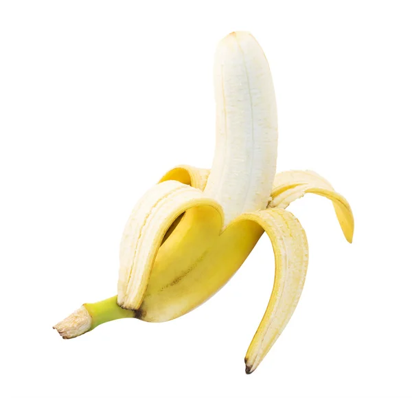 Fresh banana with an opened accurate peel — Stock Photo, Image