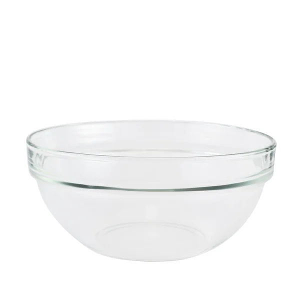 Tigela de vidro vazio sobre fundo branco — Fotografia de Stock