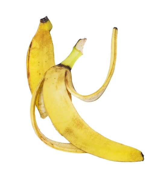 Blotched banana peel over white background — Stock Photo, Image