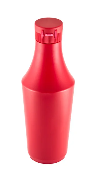 Ketchup källkod platic flaska över vit bakgrund — Stockfoto