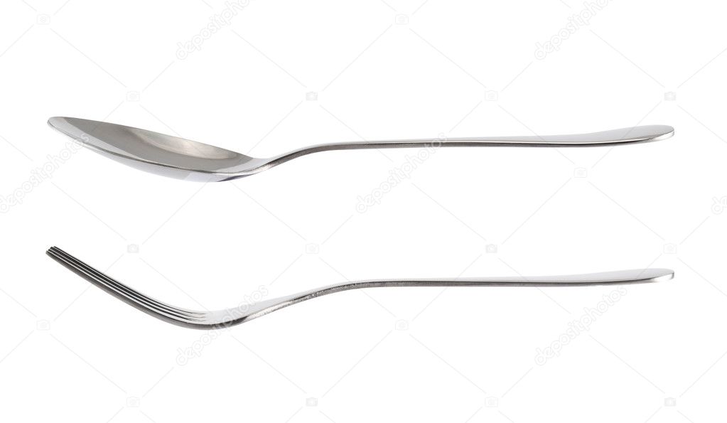 Fork and spoon kitchenware isolated over white