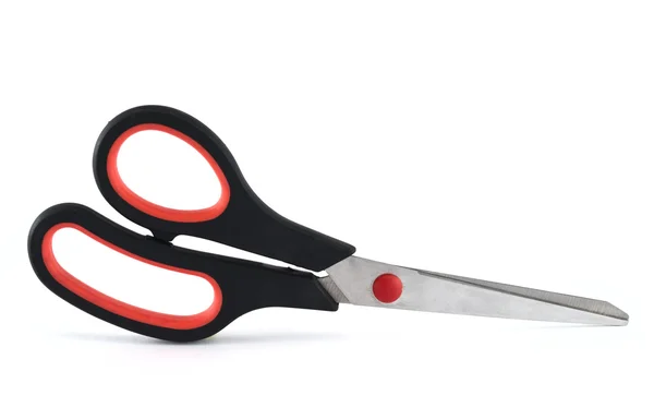 Metal scissors with a black handle, isolated — Stock Photo, Image