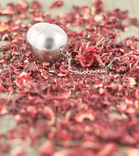 stock image Tea infuser over red tea