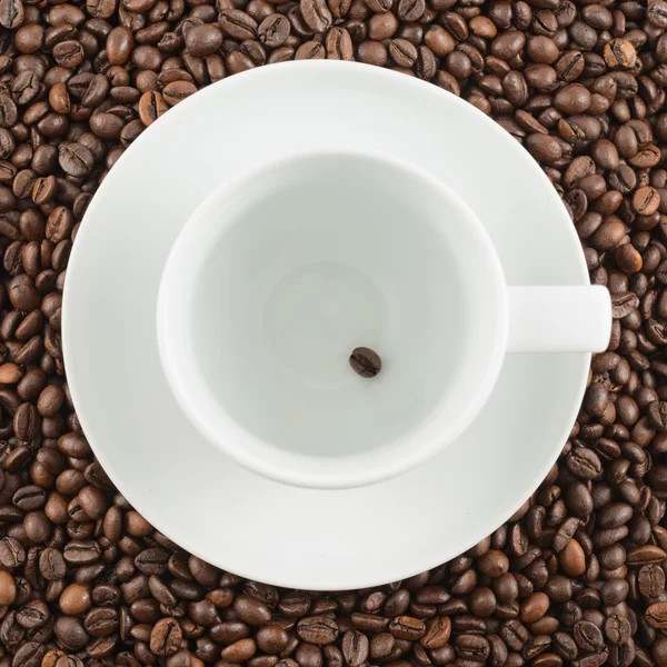 Ceramic cup with one coffee bean — Stock Photo, Image