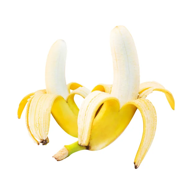 Two fresh bananas composition over white — Stock Photo, Image