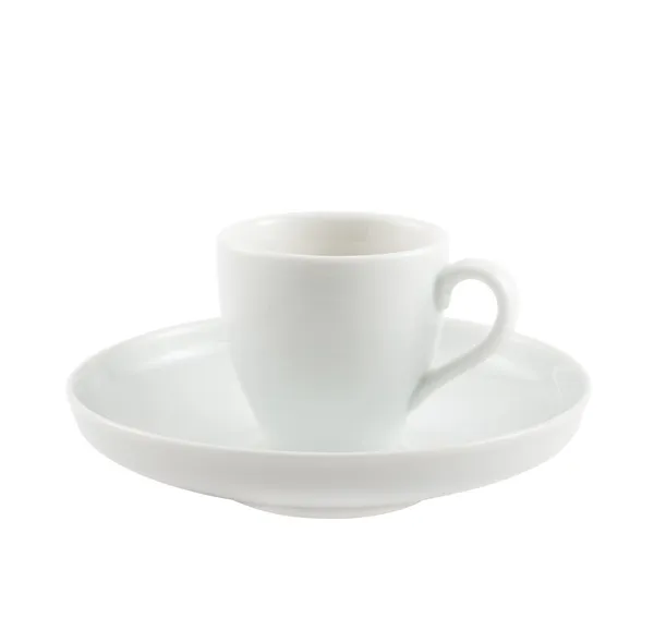 Tazza di ceramica su piatto piatto isolato — Foto Stock