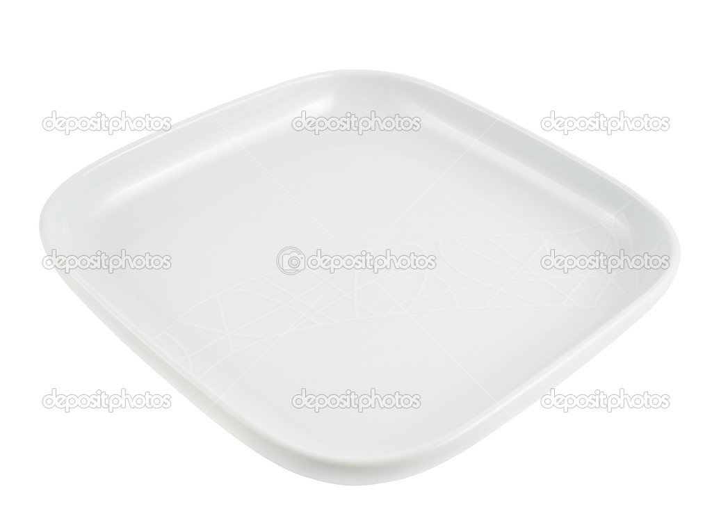 Square shaped empty ceramic plate