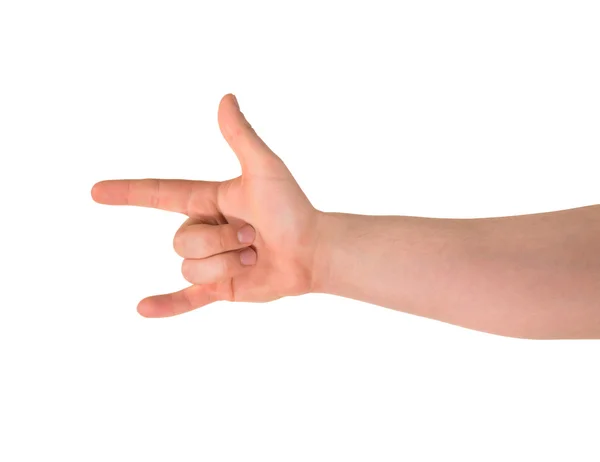 Sign of horns hand gesture isolated — Stock Photo, Image