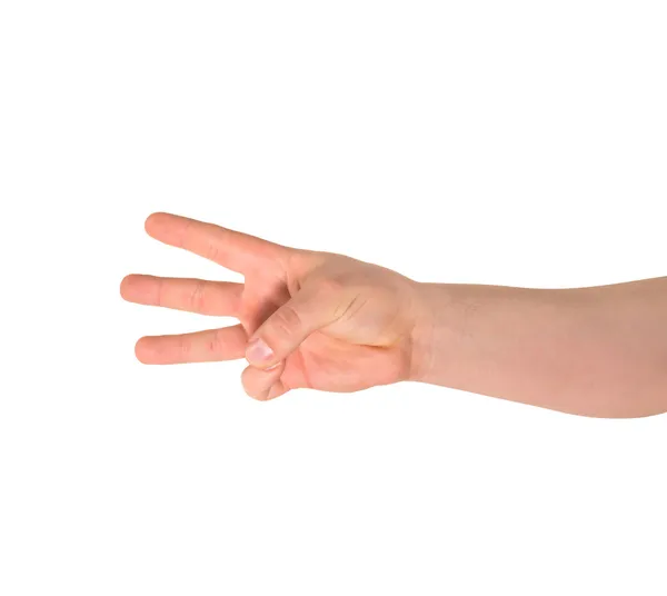 Three finger hand gesture sign isolated — Stock Photo, Image