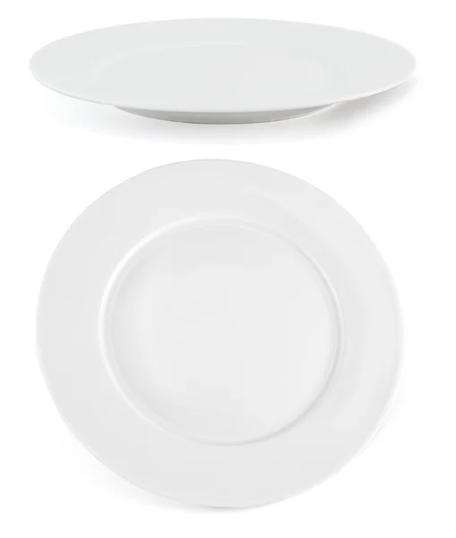 Assiette en céramique sur blanc, lot de deux — Photo