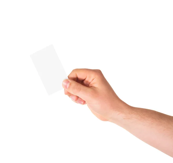 Karta telefoniczna w rękę na białym tle — Zdjęcie stockowe