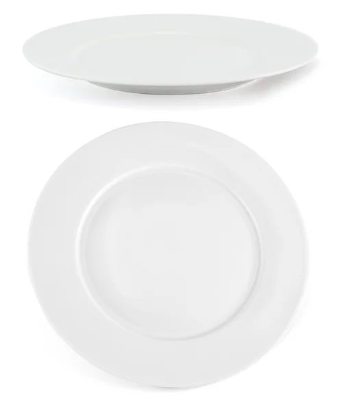 Ceramic plate over white, set of two — Stock Photo, Image