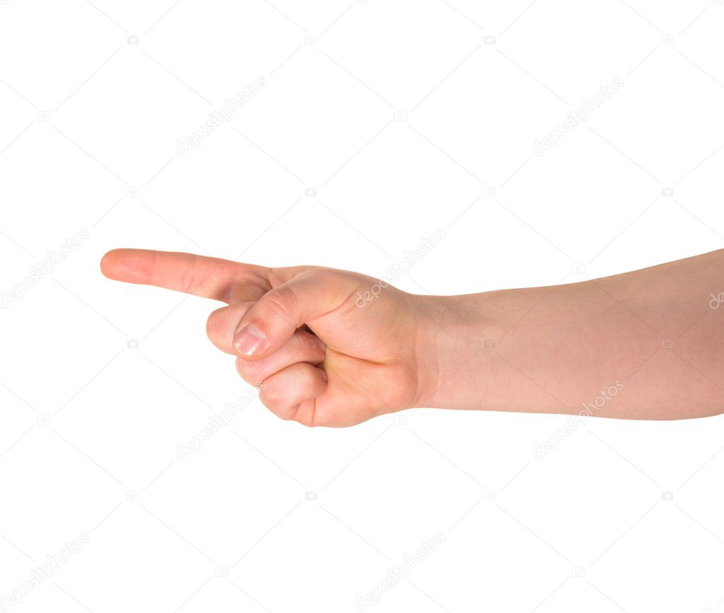 One finger hand gesture sign isolated