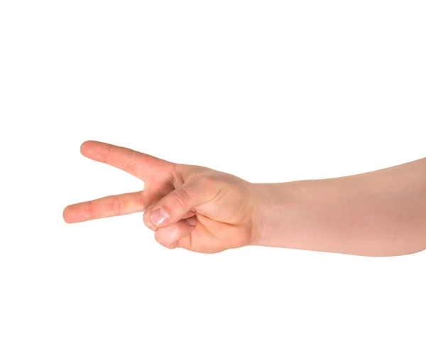 Två finger hand gest tecken isolerade — Stockfoto