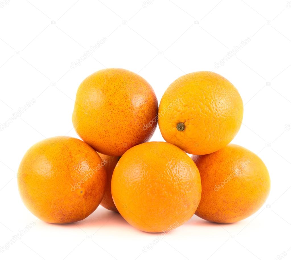 Pile of fresh oranges isolated