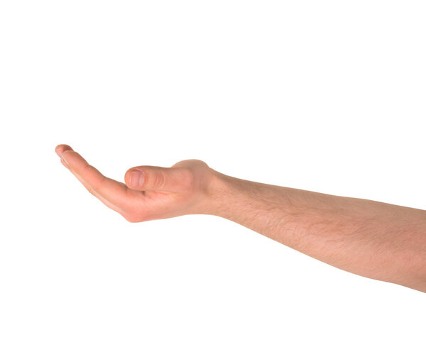 Outstretched open palm gesture isolated