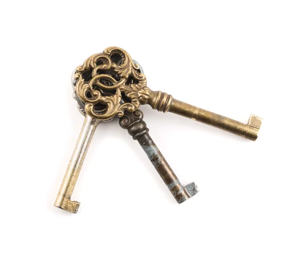 Παλιά διακοσμητικά μεταλλικά κλειδιά απομονωθεί — Φωτογραφία Αρχείου