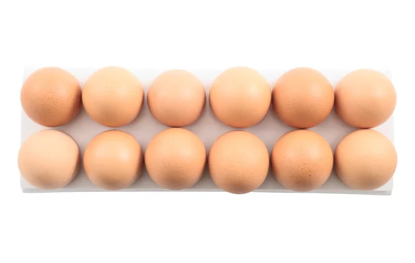 Dozen of eggs in a case isolated — Stock Photo, Image