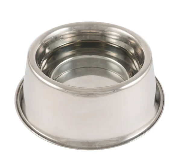 Pet's dog metal bowl isolated — Stock Photo, Image