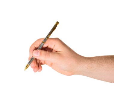 izole kalem tutan el