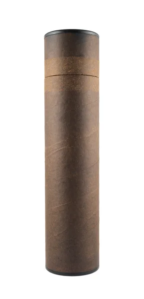 Brown paper tube container isolated — Stock Photo, Image