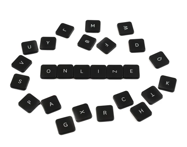 Palabra en línea hecha de botones de teclado aislados —  Fotos de Stock