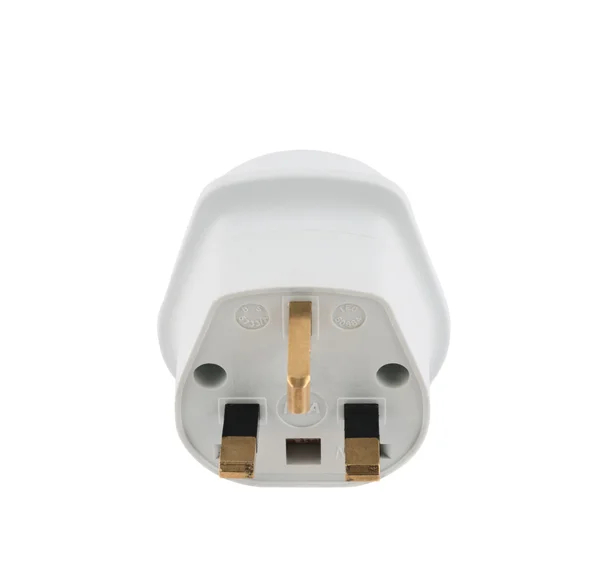 Adaptador de enchufe convertidor UE-Reino Unido aislado —  Fotos de Stock