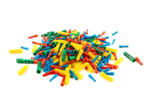 Plastic stokje pin stapel geïsoleerd — Stockfoto