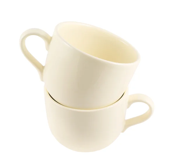 Céramique crème couleur pile tasse isolé — Photo