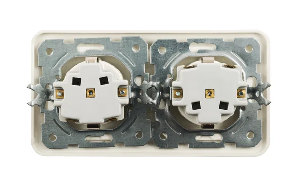 Elektrische dubbele jack socket geïsoleerd — Stockfoto