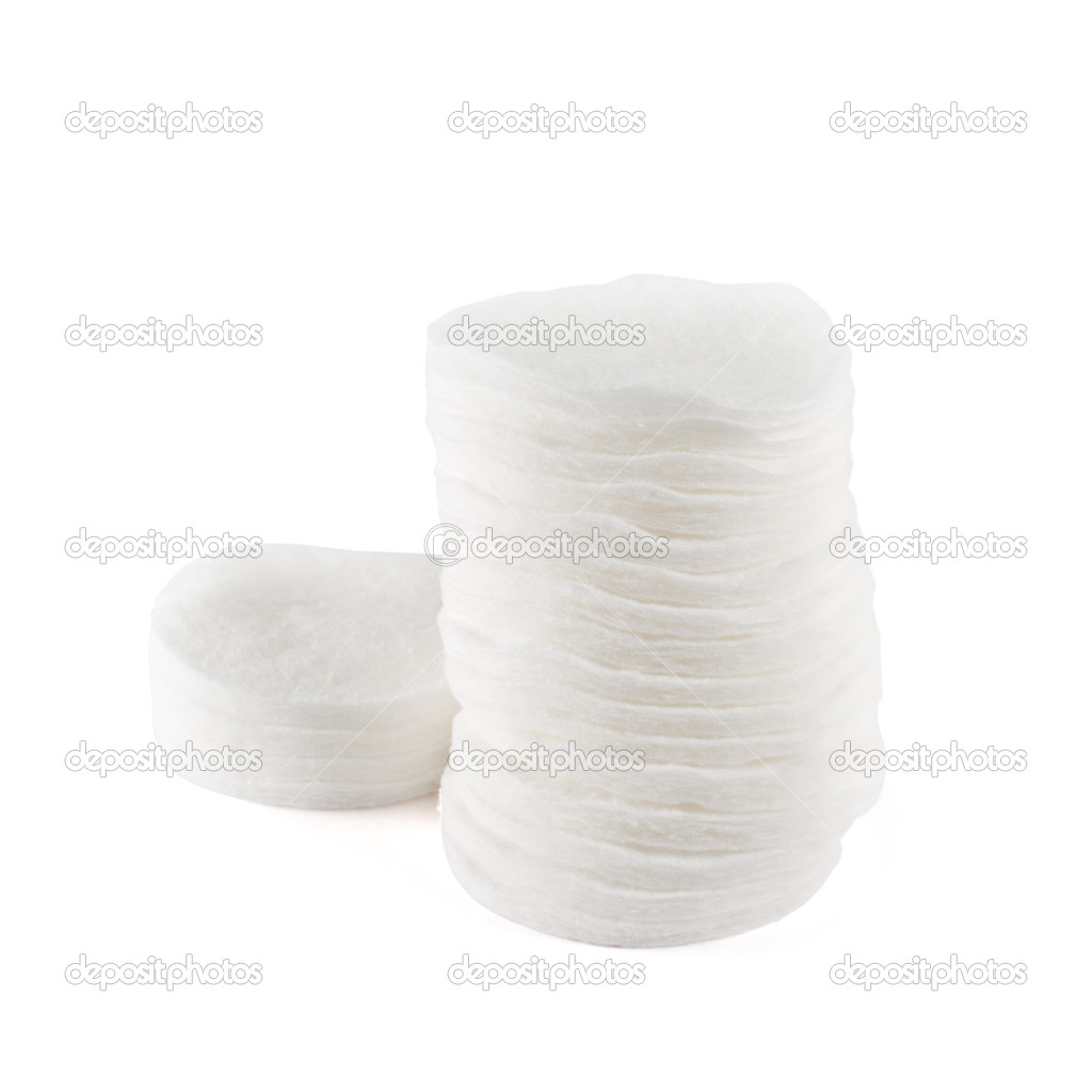 Stack of cotton pad disks isolated