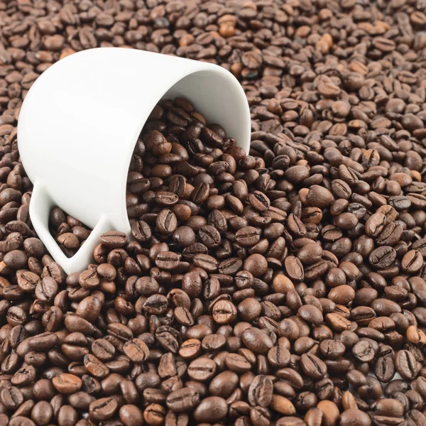 Spilled out of cup coffee beans — Stock Photo, Image