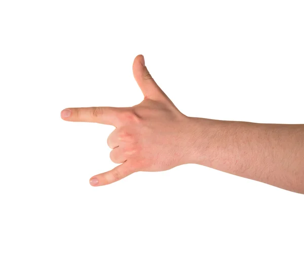 Sign of horns hand gesture isolated — Stock Photo, Image