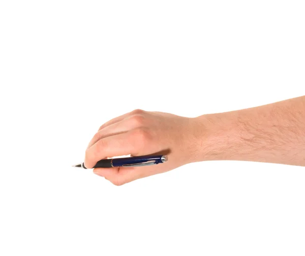 Χέρι που κρατά ένα στυλό που απομονώνονται — Φωτογραφία Αρχείου