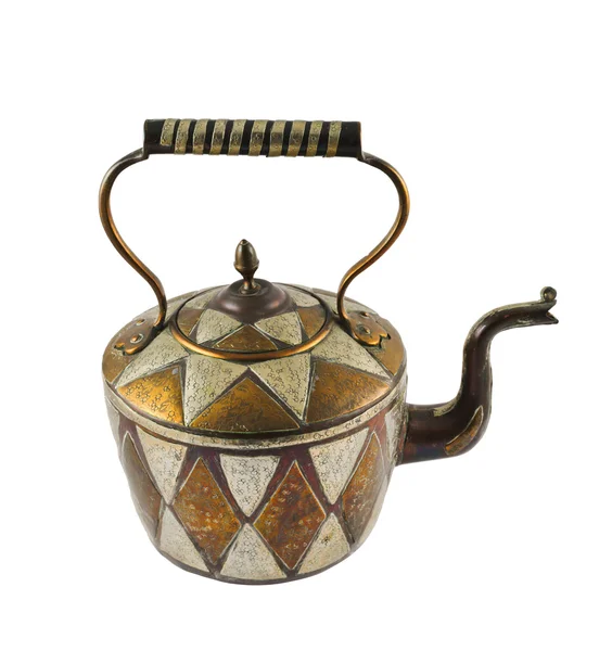 Authentic metal teapot vessel isolated — Stock Photo, Image