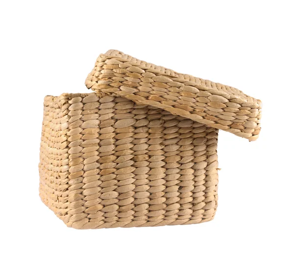 Box shaped wicker basket isolated — Stock Photo, Image