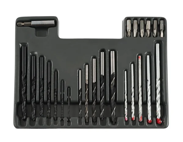 Drill bit collection in a plastic case — Stock Photo, Image