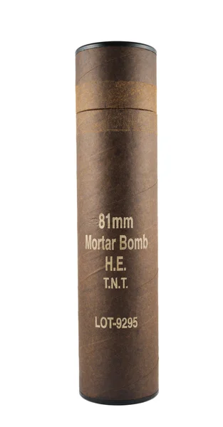 分離したモルタル爆弾チューブ容器 — ストック写真