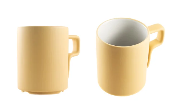 Licht beige keramische cup geïsoleerd — Stockfoto