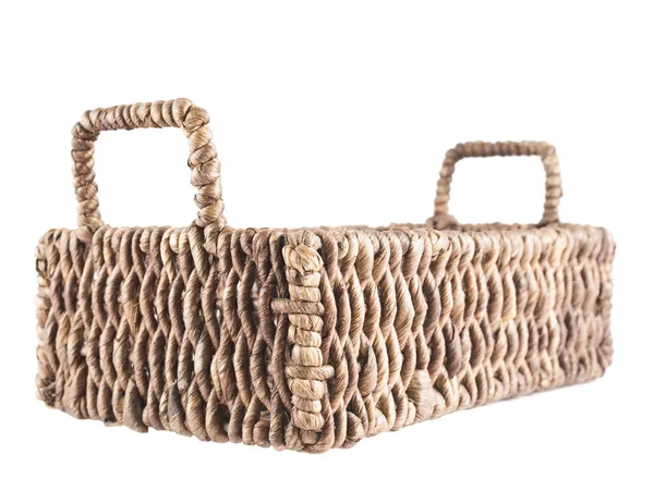 Brown wicker basket isolated — Stock Photo, Image