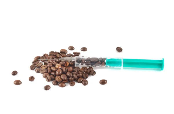 Medical syringe full of coffee — Stock Photo, Image