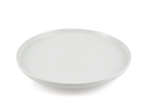 Empty ceramic white plate isolated — Stok fotoğraf