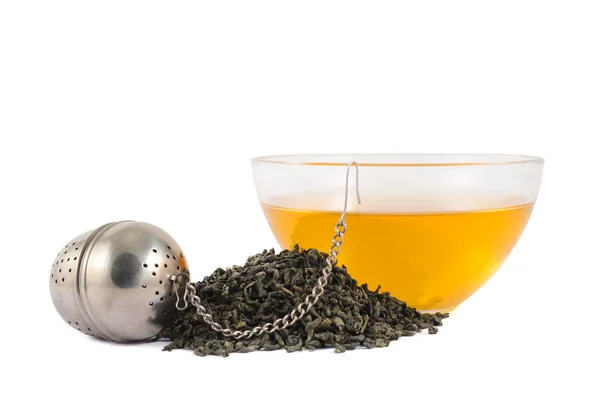 Glass piola bowl of tea isolated — Stock Photo, Image