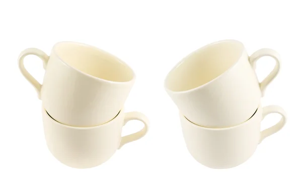 Céramique crème couleur pile tasse isolé — Photo